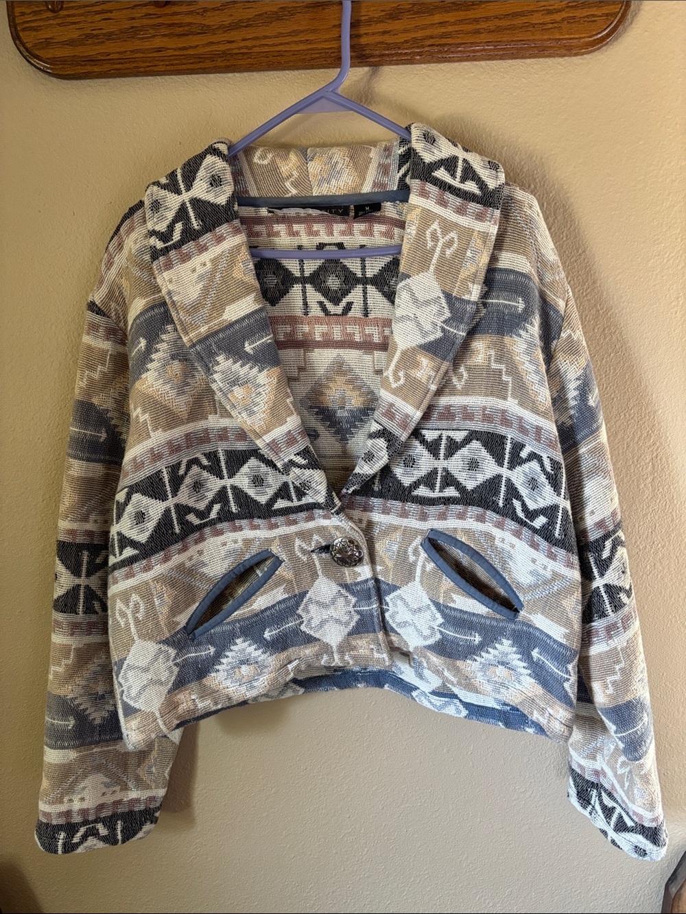 Vintage Cropped Southwest Tapestry Jacket